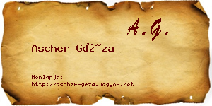 Ascher Géza névjegykártya