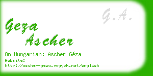 geza ascher business card