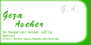 geza ascher business card